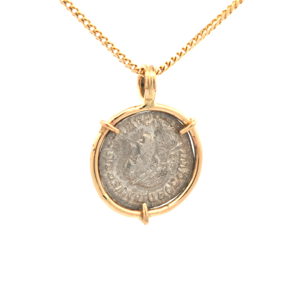 238-244 C.E. Ancient Roman Diana Coin Pendant | Handcrafted 14K Gold Setting