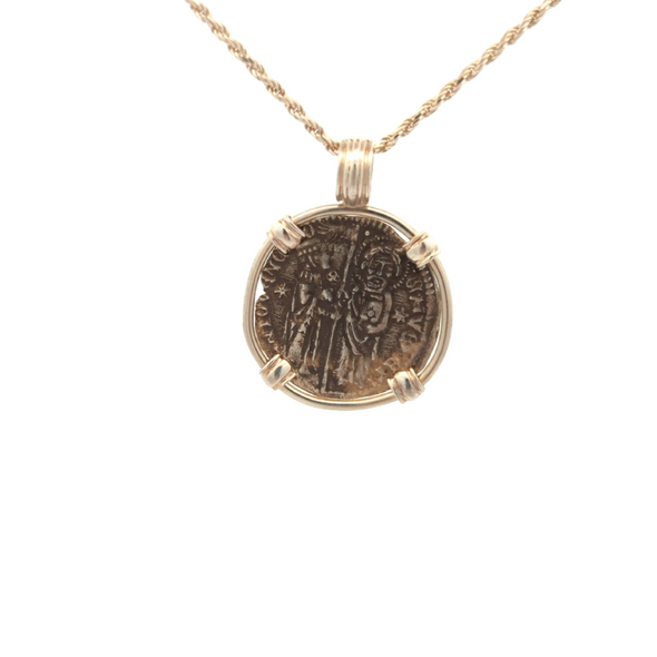 1382-1400 Venetian Christ Enthroned & Doge Coin Pendant | Handcrafted Sterling Silver Setting