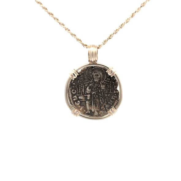 1382-1400 Venetian Christ Enthroned & Doge Coin Pendant | Handcrafted Sterling Silver Setting