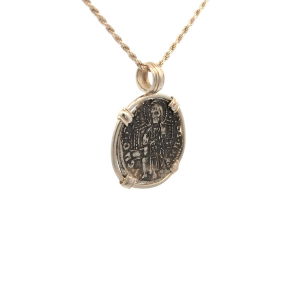 1382-1400 Venetian Christ Enthroned & Doge Coin Pendant | Handcrafted Sterling Silver Setting