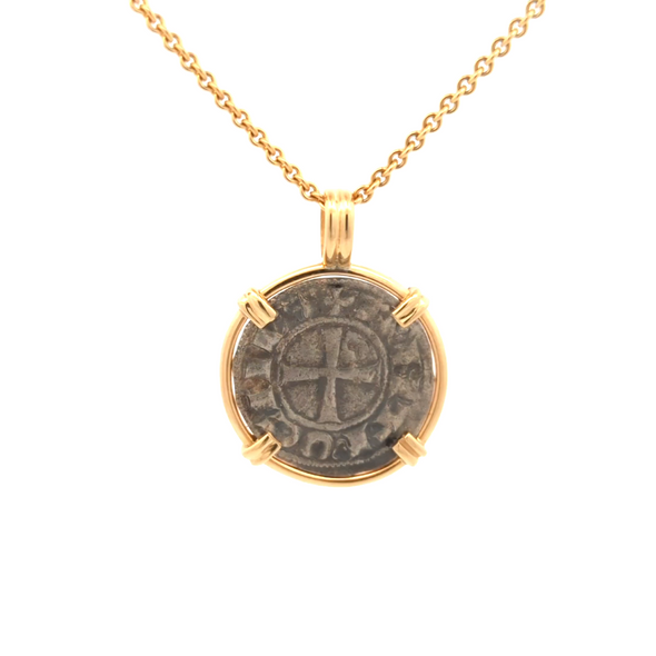 c. 1163-1334 Crusader Cross Coin Pendant | Handcrafted 14K Gold Setting