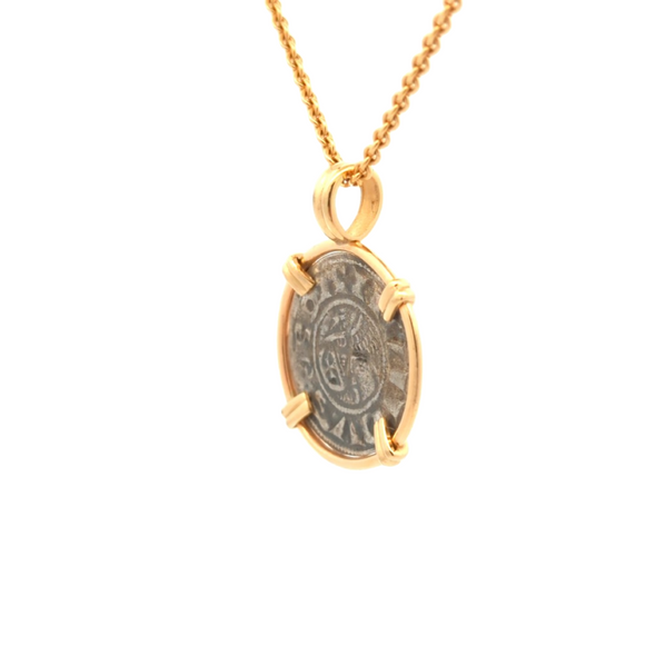 c. 1163-1334 Crusader Cross Coin Pendant | Handcrafted 14K Gold Setting