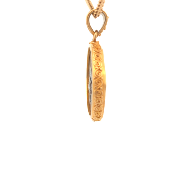 c. 272-235 B.C.E. Ancient Greek Taras & Dolphin Coin Pendant | Handcrafted 18K Gold Setting