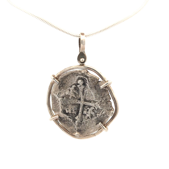 1628 Lucayan Beach Shipwreck Spanish Coin Pendant | Handcrafted Sterling Silver Setting