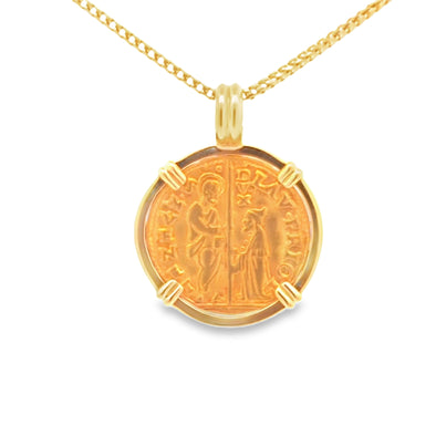 1556-1559 Venetian Christ Coin Pendant | Handcrafted 18K Gold Setting