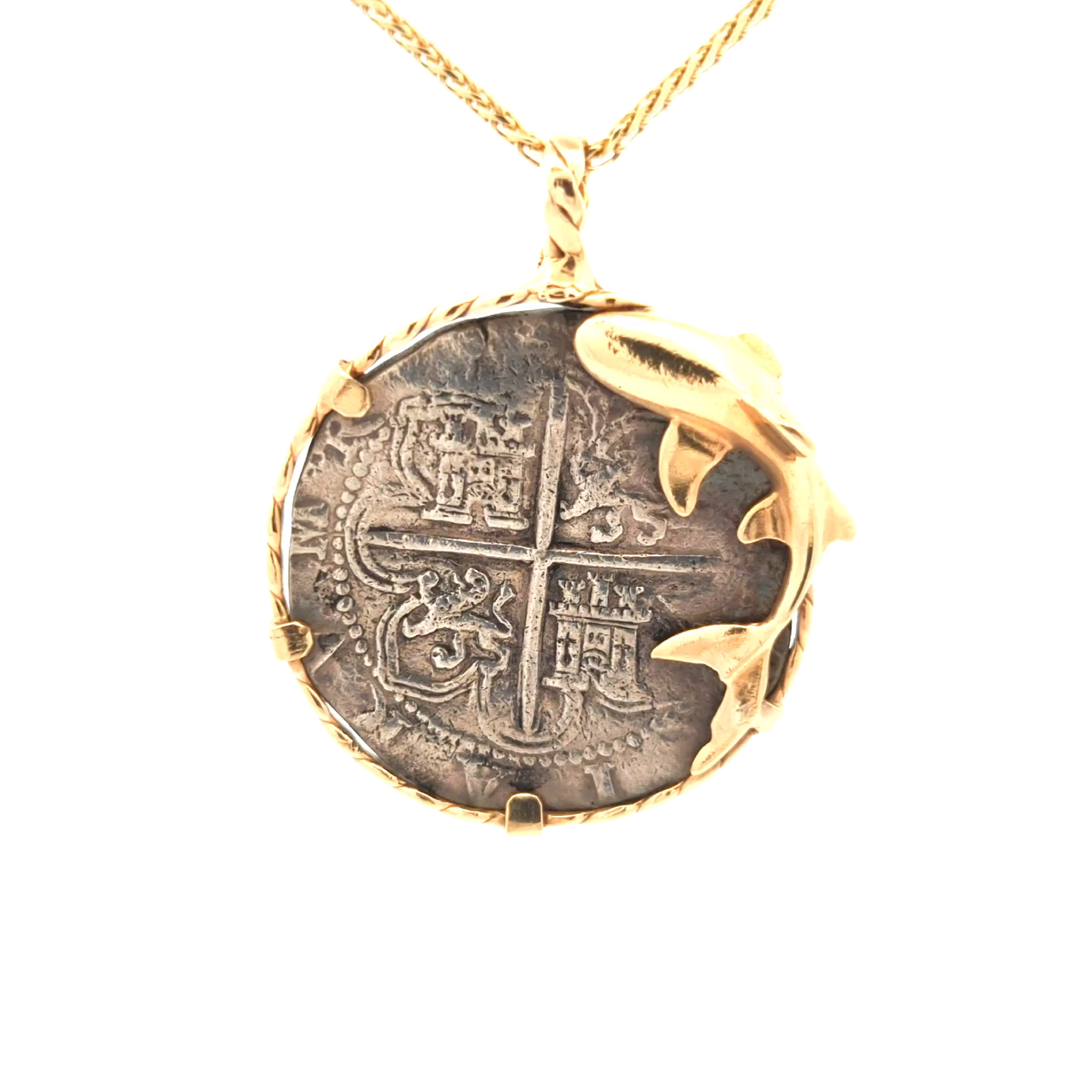 thumbnail image 2 of ATOCHA Mermaid Coin Pendant – 14K Gold & Silver Sunken Treasure Shipwreck Jewelry (1 1/4″) 2 of 5