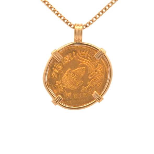 602-610 C.E. Byzantine Angel Coin Pendant | Handcrafted 18K Gold Setting