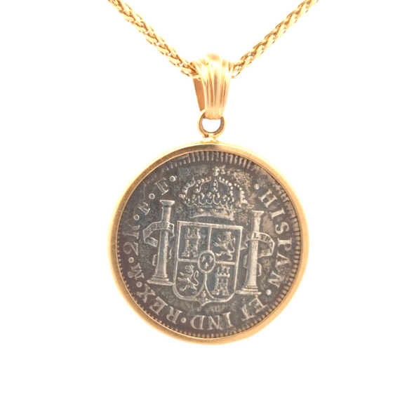 1784 El Cazador Shipwreck Spanish Coin Pendant | Handcrafted 14K Gold Setting