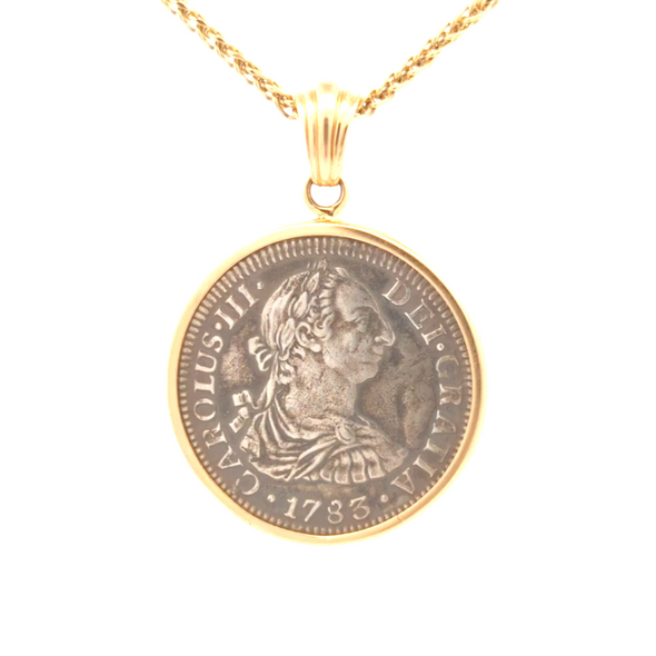 1784 El Cazador Shipwreck Spanish Coin Pendant | Handcrafted 14K Gold Setting