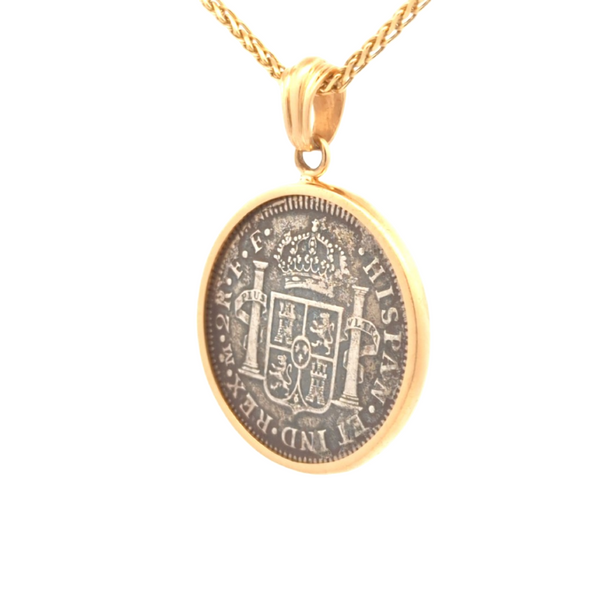 1784 El Cazador Shipwreck Spanish Coin Pendant | Handcrafted 14K Gold Setting