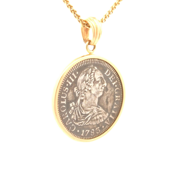 1784 El Cazador Shipwreck Spanish Coin Pendant | Handcrafted 14K Gold Setting