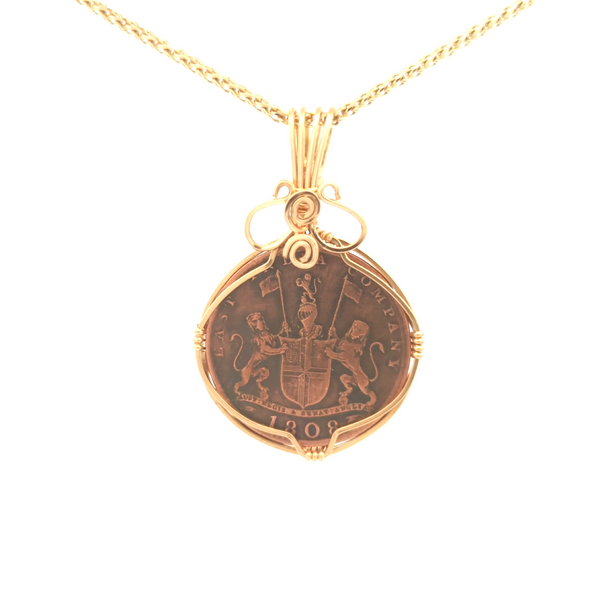 1809 Admiral Gardner Shipwreck English Coin Pendant | Hand Wrapped in Gold Filled Wire