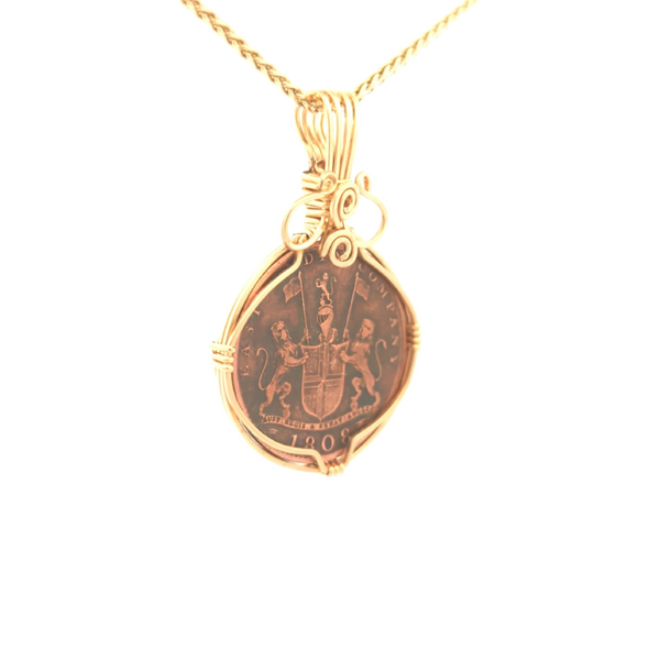 1809 Admiral Gardner Shipwreck English Coin Pendant | Hand Wrapped in Gold Filled Wire