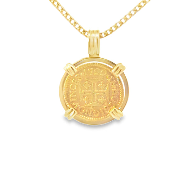 1722 Portuguese Gold Coin Pendant | Handcrafted 18K Gold Setting