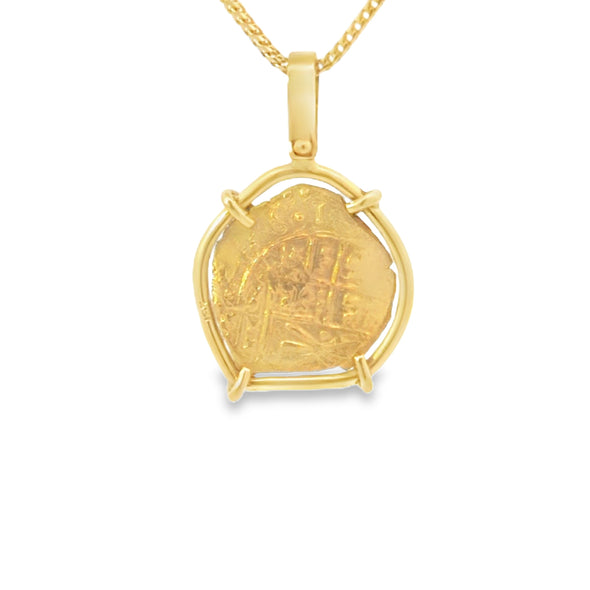 1715 Fleet 300th Anniversary Spanish Gold Doubloon Coin Pendant | Handcrafted 18K Gold Setting