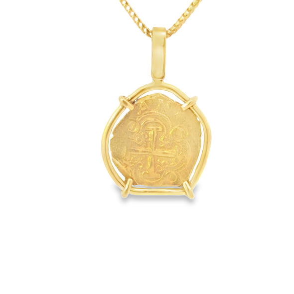 1715 Fleet 300th Anniversary Spanish Gold Doubloon Coin Pendant | Handcrafted 18K Gold Setting