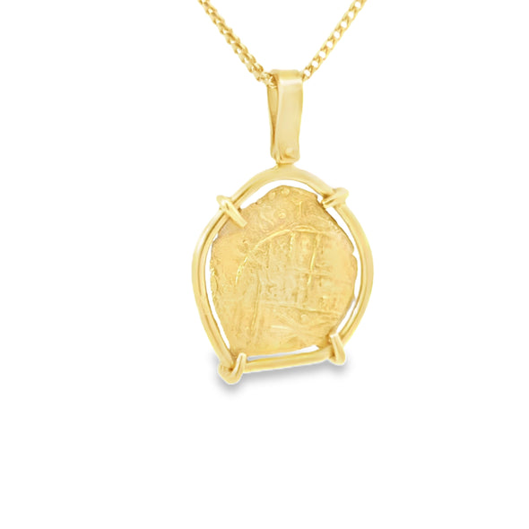 1715 Fleet 300th Anniversary Spanish Gold Doubloon Coin Pendant | Handcrafted 18K Gold Setting