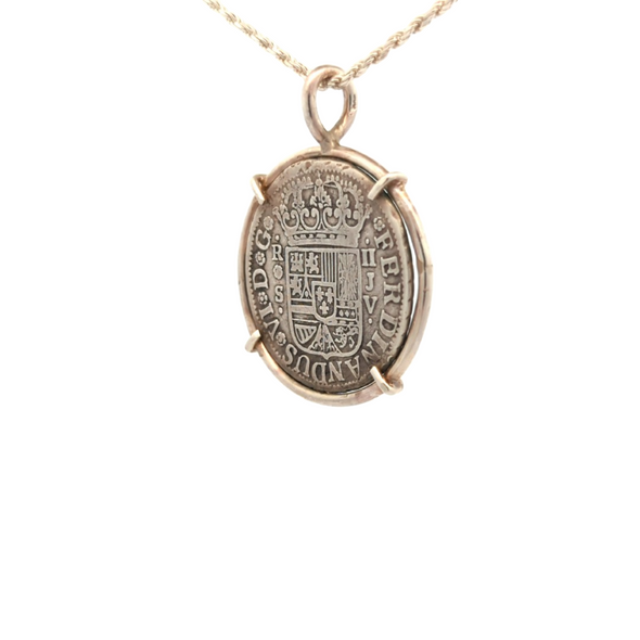 1758 Spanish Hand Milled Coin Pendant | Handcrafted Sterling Silver Setting