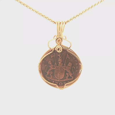 1809 Admiral Gardner Shipwreck English Coin Pendant | Hand Wrapped in Gold Filled Wire