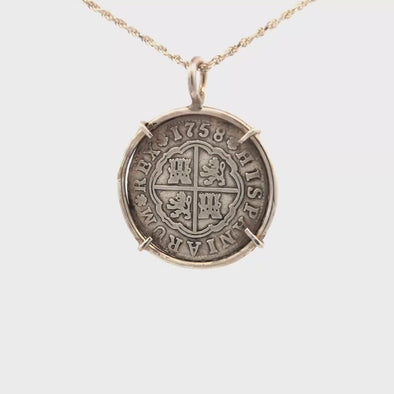 1758 Spanish Hand Milled Coin Pendant | Handcrafted Sterling Silver Setting