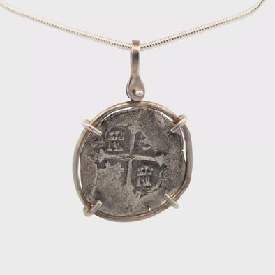 1628 Lucayan Beach Shipwreck Spanish Coin Pendant | Handcrafted Sterling Silver Setting