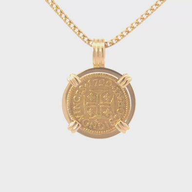 1722 Portuguese Gold Coin Pendant | Handcrafted 18K Gold Setting