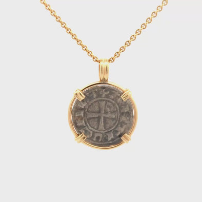 c. 1163-1334 Crusader Cross Coin Pendant | Handcrafted 14K Gold Setting