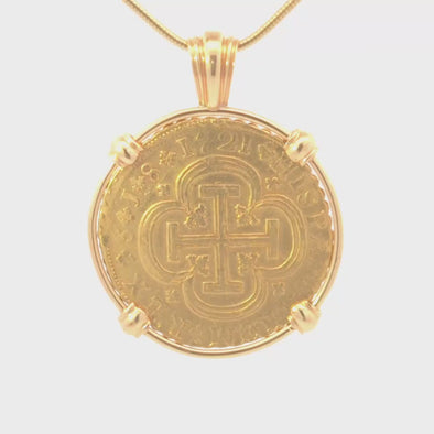 1721 Spanish Gold Doubloon Coin Pendant | Handcrafted 18K Gold Setting