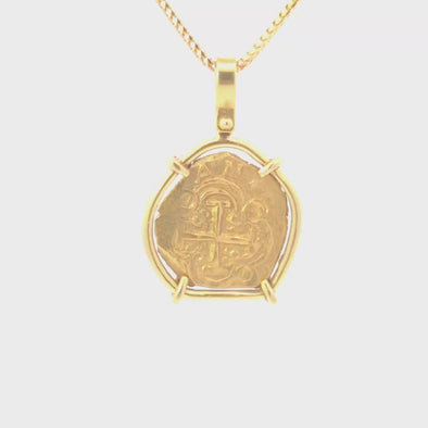 1715 Fleet 300th Anniversary Spanish Gold Doubloon Coin Pendant | Handcrafted 18K Gold Setting