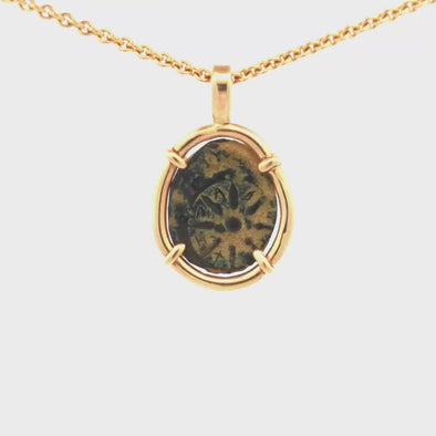 103-76 BCE Widow's Mite Biblical Coin Pendant | Handcrafted 14K Gold Setting