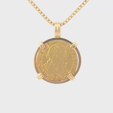 1788 Spanish Hand Milled Bust Coin Pendant | Handcrafted 18K Gold Setting