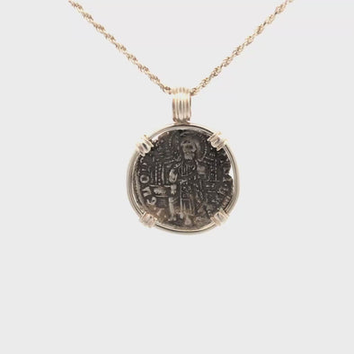 1382-1400 Venetian Christ Enthroned & Doge Coin Pendant | Handcrafted Sterling Silver Setting