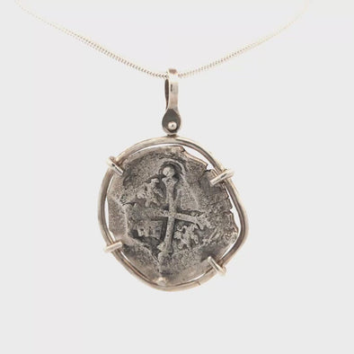 1628 Lucayan Beach Shipwreck Spanish Coin Pendant | Handcrafted Sterling Silver Setting