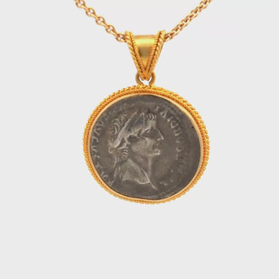 15-37 C.E. Ancient Roman Tribute Penny Coin Pendant | Handcrafted 18K Gold Setting