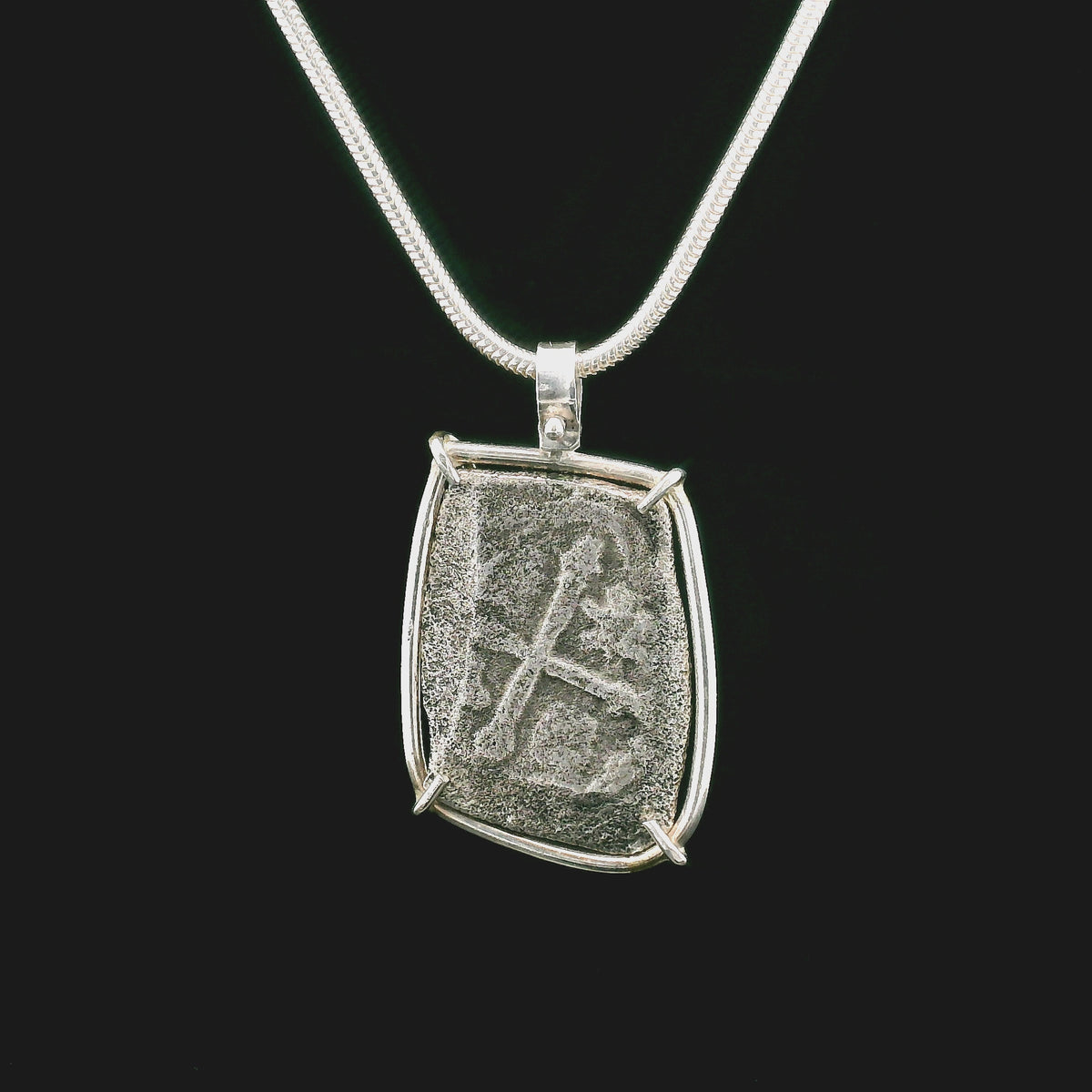 Rotating Silver Piece of 8 coin pendant set in sterling silver.