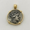 Profile of Dionysus, Greek god of wine set in 14K gold