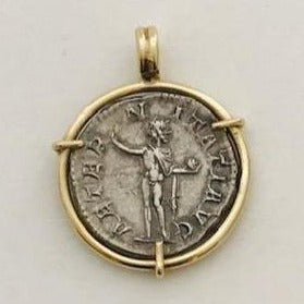 Image of Sol, god of sun on ancient Roman coin