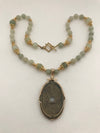Image of beaded necklace with Japanese coin pendant