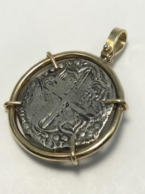 Atocha Spanish Piece of Coin Necklace, sank in 1622 Set in